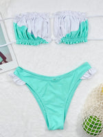 2026 New Sexy Bikini Bandeau Women Swimwear Swimsuit Pleated Hollow Patchwork Frill Bikinis Set Bathing Suit Beach Bikini Female