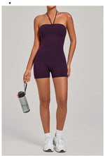 Womens Two Way Wear Bodysuit Sleeveless Yoga Stretch One Piece Romper Sexy Fitness Side Pockets Sportwears Bodysuit