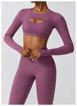 Women's Sportswear Yoga Set Workout Clothes Athletic Wear Sports Gym Legging 2/3PCS Fitness Bra Crop Top Long Sleeve Yoga Suit
