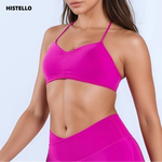 HISTELLO Vision Sports Bra Woman Seamless Yoga Underwear Removable Bra Pads V-shape Scoop Backless Sportswear Workout Gym Tanks