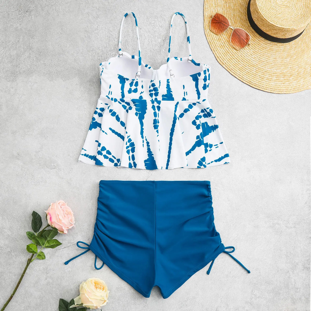 High Waist Push Up Swimwear Women 2023 New Two Piece Swimsuit with Shorts Shell Tankini Set Female Swim Bathing Suit Trunks XL