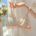 MOYISU French Summer Bralette - Wireless Push-Up Bra for Small Chest, Ultra-Thin Triangle Cups & Sexy Lingerie Set & Sexy Tushy