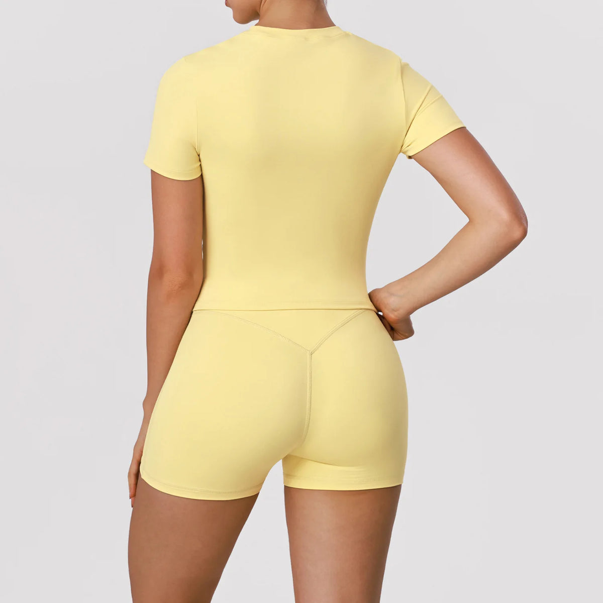 2 Pieces Sportswear Women Yoga Shorts Set Short Sleeve Sports T Shirts High Waist Hip Lifting Running Leggings Fitness Outfits