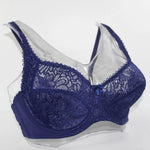 Womens Lager Bosom Lace Perspective Bra Sexy Lingerie Underwire Embroidery Floral Bralette Plus Size Brassiere B C D DD E F Cup