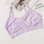 Women Soft Ribbed Bra Knit Wireless Bralette No Pad Camisole Non-Adjustable Thin Strap Lingerie Everyday Lounge Intimates M-L