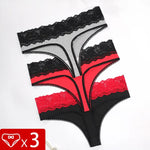 3pcs/pack Low Waist Floral Fashion Sexy Lace Women Panties Underwear Elegant Sexy Lingerie Breathable Comfortable Lady Briefs