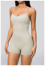 New Cross Back Yoga Jumpsuit Women Tight Sleeveless Hollow Out Sports One Piece Suit Butt-Lifting Shorts Fitness Bodysuits