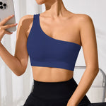 Women's Yoga Running Fitness Tops One Shoulder Sexy Strap Sports Tank Top One Shoulder Tight Solid Colour Running Underwear