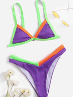 ZTVitality Contrast Binding Triangle Women's Swimsuit High Cut Sexy Bikini 2022 New Arrival Biquini Padded Bra Push Up Swimwear