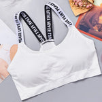 Sports underwear Women Yoga Fitness Seamless Crop Top Wide Letter Straps Comfortable Workout Activewear