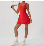 Tennis Fitness Dresses Women Fake Two Piece Sports Dress Outdoor Casual High ElasticityRunning Yoga Golf Mini Skirts