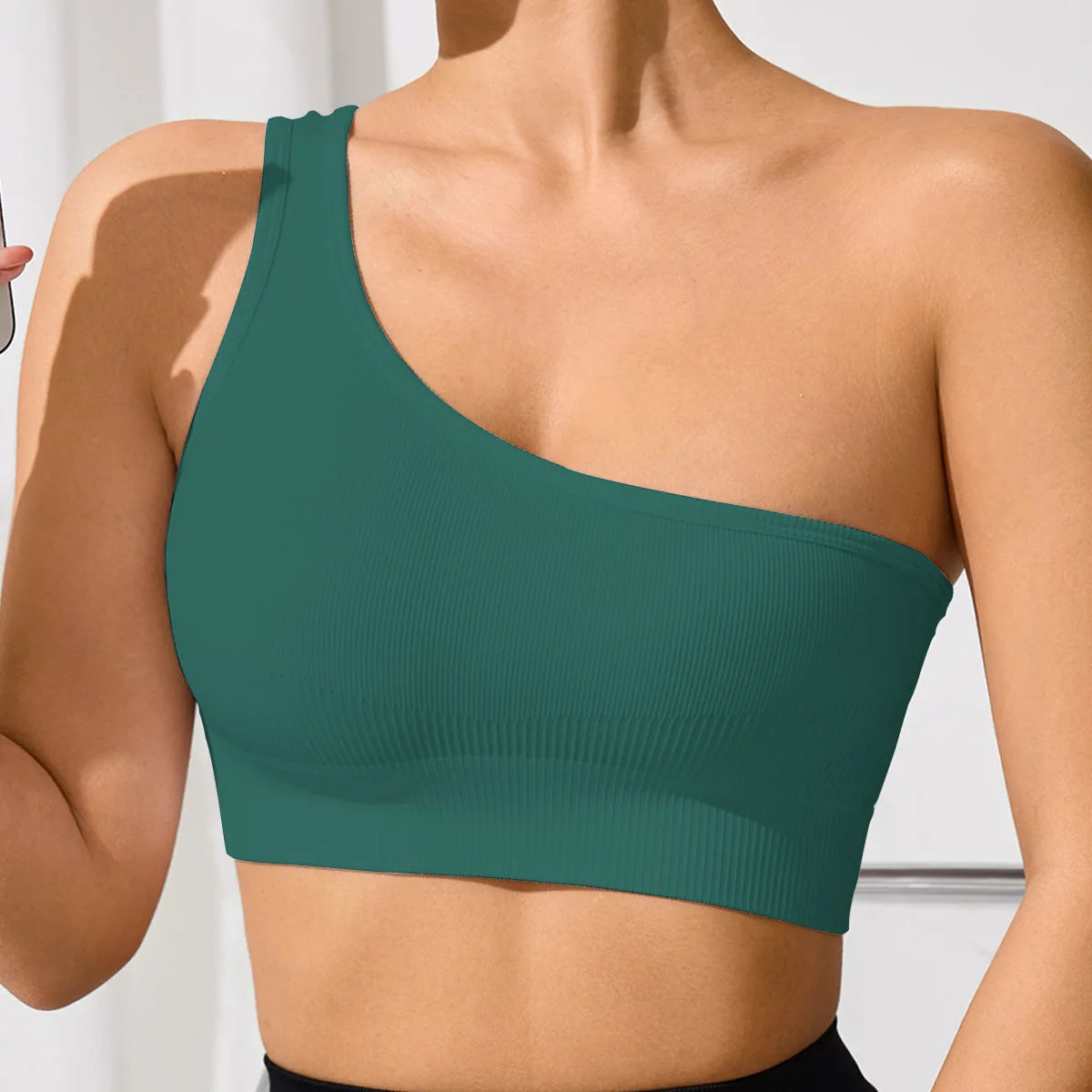 Women's Yoga Running Fitness Tops One Shoulder Sexy Strap Sports Tank Top One Shoulder Tight Solid Colour Running Underwear