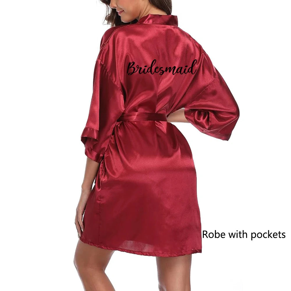 New Bathrobe Bride Satin-Silk Robe Women Bridal Party Sister Team Mother Shower Gift Bridesmaid Wedding Short Robes YE7883