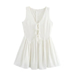 Foridol Bowknot Tie-up Summer White Dress Women Sleeveless Beach A-line Short Dress 2025 Occasion Boho New in Sundress