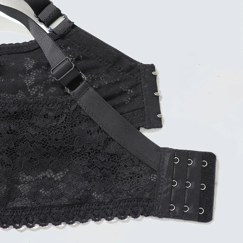 BEAUWEAR Ultra Thin Unlined Breathable Lingerie Bra with Wire Plain Floral Lace Bras for Women