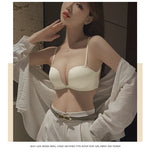 Front Button Underwear Women's Small Chest Pull Up To Show Large Summer Thin Collection Breast Anti-sag White Thin Strap Bra