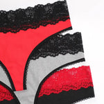 3pcs/pack Low Waist Floral Fashion Sexy Lace Women Panties Underwear Elegant Sexy Lingerie Breathable Comfortable Lady Briefs