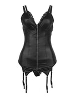 Plus Size 5XL Faux Leather Leotard Shiny Zipper Front Bodycon MiniLingerie Dress Sexy Costume Shiny Cocktail Party Dress