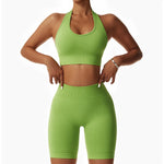 Sexy Halter Yoga Bra Gym Workout Push Up Running Sports Underwear Gathering Sports Vest Beautiful Back Fitness Top
