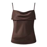 WomensTank Tops Solid Color Satin Cowl Neck Spaghetti Strap Going Out Vest Summer Daily Casual Elegant Camis Streetwear