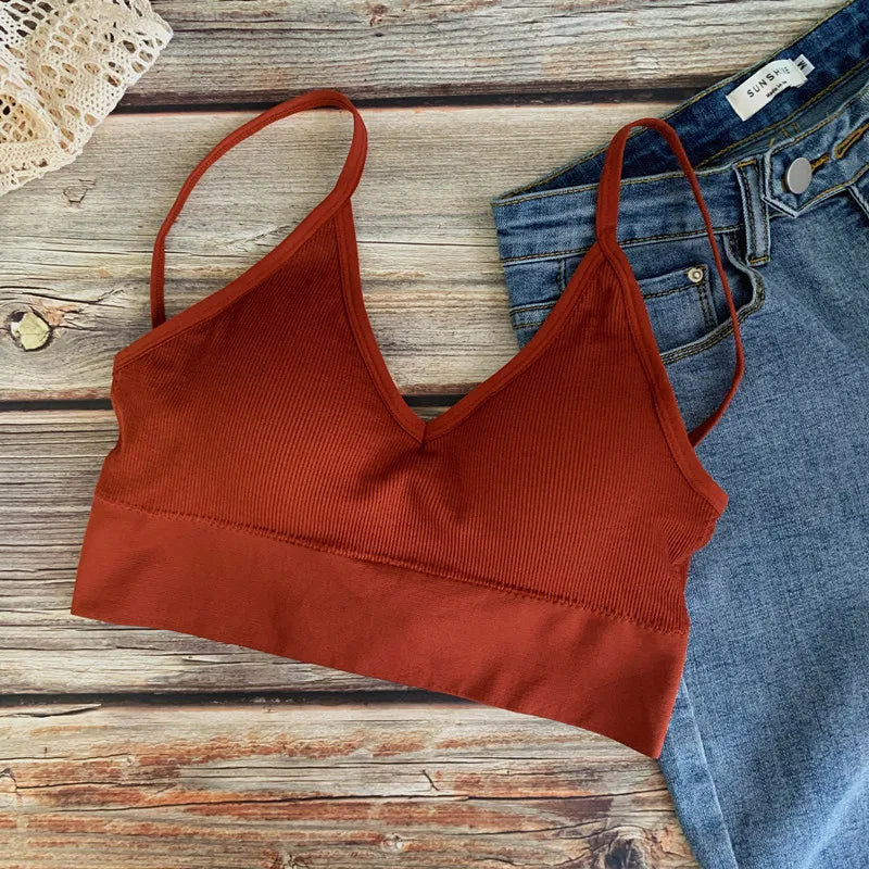 Women Tube Top Seamless Bra Crop Top Solid Color Sports Sexy Lingerie Active Bra Tops Underwear With Removable Pads