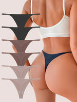 6PCS/SET Seamless Thong Women Thin Strap Low Waist High Flexibility Panties Sexy Ladies Briefs Comfortable Multicolor Underwear