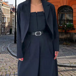 Women's Business Outfit Cropped Blazer Strapless Tube Top Jumpsuits 2 Piece Suit Set Belted Wide Leg Romper Office Work Clothes
