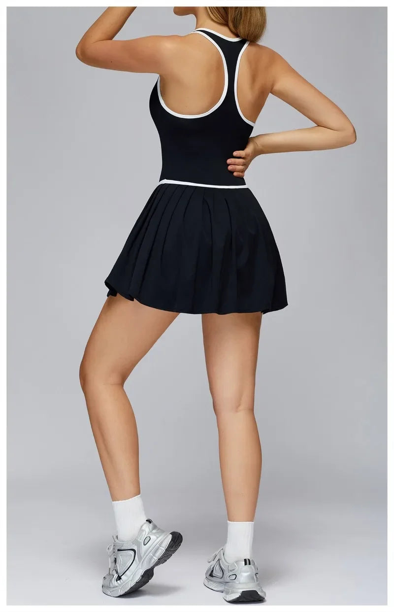 Women's Nude Yoga Clothes Beautiful Back and Slim Fit Two Anti Glare Dresses Outdoor Sports Running and Leisure Fitness Clothes