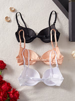 3-Pack Women's Underwear Set Everyday Basic Simple Solid Underwire Padded Push-Up Bra Casual & Comfortable T-Shirt Women's Bra