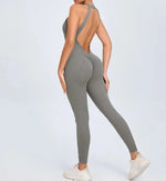 Seamless Yoga Jumpsuits Sports Fitness Peach Hip-lifting Backless Buckle One-Piece Training Gym Workout Tracksuits for Women