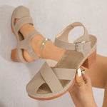 SummerThick High Heels Sandals Women Fashion Hook Loop Platform Sandles Woman Plus Size Cross