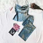 New women's sleepwear with exquisite printed home clothes vest and pants showcase romantic charm suitable for various occasions