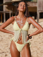 DEKA Women's Sensual Lace Bikini Set Thong Vacation Hot Swimming Suit SplitBeachwear Holiday Mesh Swimwear Sexy Swimsuit
