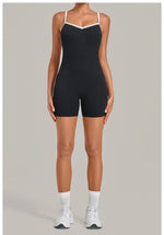 Women's Seamless Yoga Jumpsuits Fitness Sports Gym Hip-lifting Sleeveless One-piece Backless Workout Training Shorts Jumpsuit