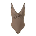 2026 New Solid One Piece Swimsuit For Women Ruched U Buckle Swimwear Lady Backless Bathing Suit Beachwear Monokini Swimming Suit