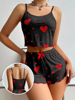 2 Pieces Set Women'S Pajama Shorts Suit Homewear Print Underwear Pijama Sexy Lingerie Camisoles Tanks Nighty Sleepwear