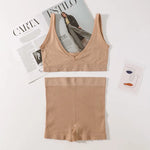Seamless Bra Set Women V Neck Bra Wireless Brassiere Sexy Lingerie Set Soft Shorts Women's Underwear Set Female Comfy Intimates