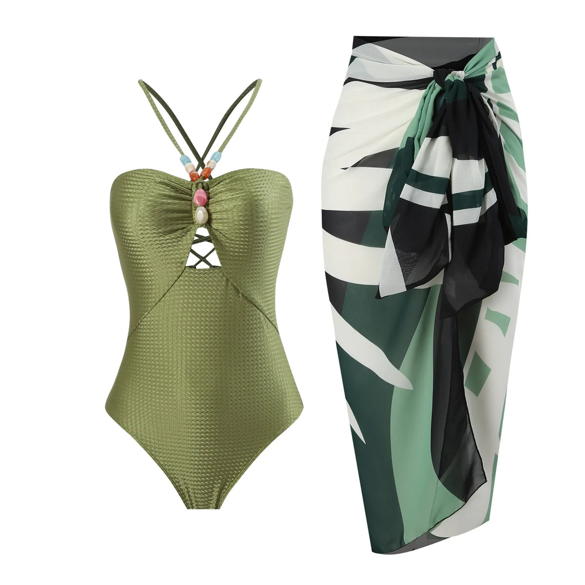 2024 Sexy Sling Ruffle Solid Two Pieces Bikini Women High Waist 3D Flower Swimsuit Skirt Summer Backless Beachwear Bathing Suit