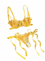 Conjunto de lencería con bordado Floral para mujer, sujetador transparente y ropa interior breve, ropa interior íntima Sexy de s