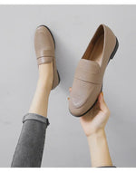 Retro British Style Women Leather Shoes Autumn Flat Casual Loafers Fashion Slip on Round Toe Office Work Shoes Zapatillas Mujer