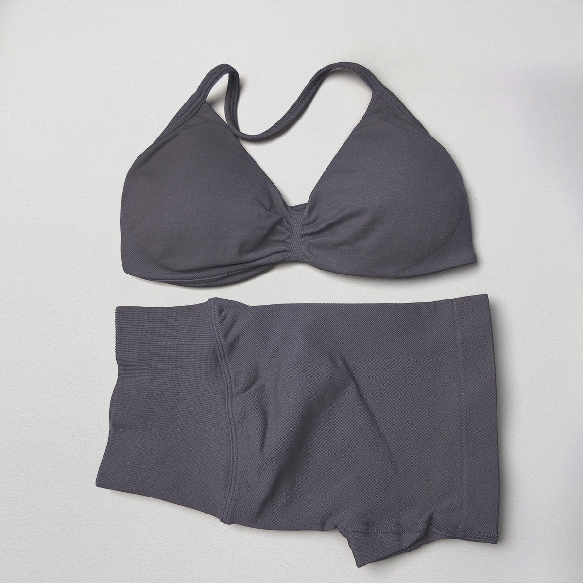2 Pieces Gym Set Women Workout Clothes Scrunch Shorts Set Halter Sports Bra Fitness Top Woman Sportswear Yoga Set Outfits
