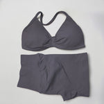2 Pieces Gym Set Women Workout Clothes Scrunch Shorts Set Halter Sports Bra Fitness Top Woman Sportswear Yoga Set Outfits