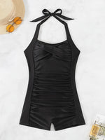 ZTVitality Solid Color Ruched One Piece Swimsuit 2024 New Arrival Halter Tummy Control Women Summer Bathing Suits Sexy Brazilian