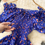 2025 Summer French Vintage Floral Dress Fashion Elegant High-Waisted Drawstring Vestidos Printed Fresh And Sweet Long Dresses