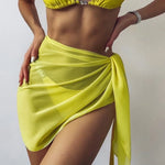 Women Chiffon Swimwear Cover Up Wraps Pareo Scarf Bikini Cover-Ups Wrap Beach Sexy Skirts See-Through Scarf Cover Up Dress