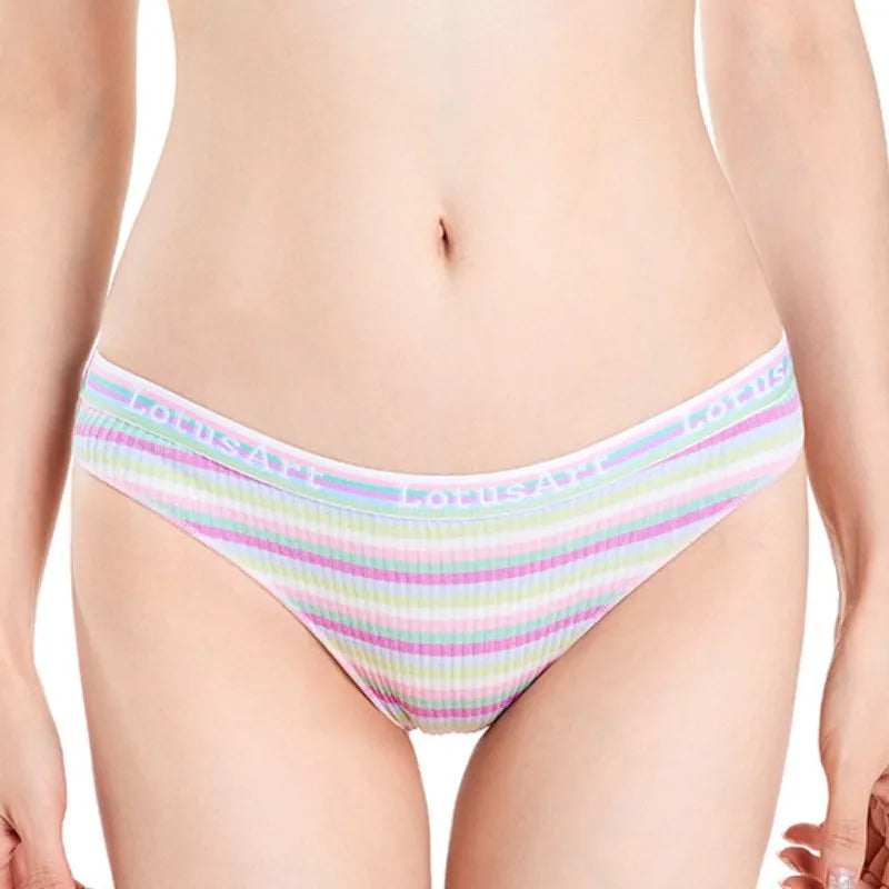 3Pcs/Set Cotton Panties For Women Colorful Striped Underwear Low Waist Briefs Breathable Underpants Female Sexy Lingerie M-XXL