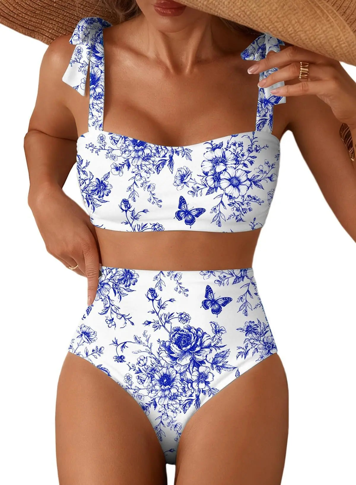 Striped Bikini Women Sexy High Waist Split Swimsuit Lace Up Bikini Set Summer Two-piece Beachwear Bathing Suit Thong Biquinis