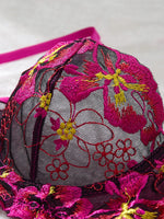 Sexy Rose-red Lingerie Including A Bra and Panties with Daisy Patterns As Well As Acomfortable Home-style Bra & Brief Sets