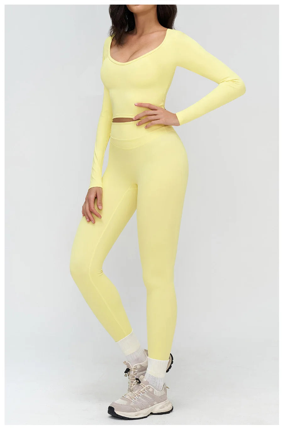 2 Pieces Sportswear Women Yoga Set Gym Clothes Fitness Set Outfit Outdoor Long-Sleeved Shirt Tracksuits Sports Bra Gym Leggings