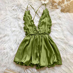 Sexy Lingerie Women's Sexy Dress With Wooden Ear Edge Deep V Neck Neck Tie Backless Sexy Lingerie Set 3x